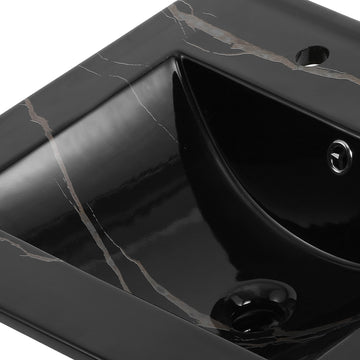 Ancillary 3-Hole 20 in. W x 18.25 in. D Classic Contemporary Rectangular Ceramic Single Sink Basin Vanity Top - JONATHAN Y
